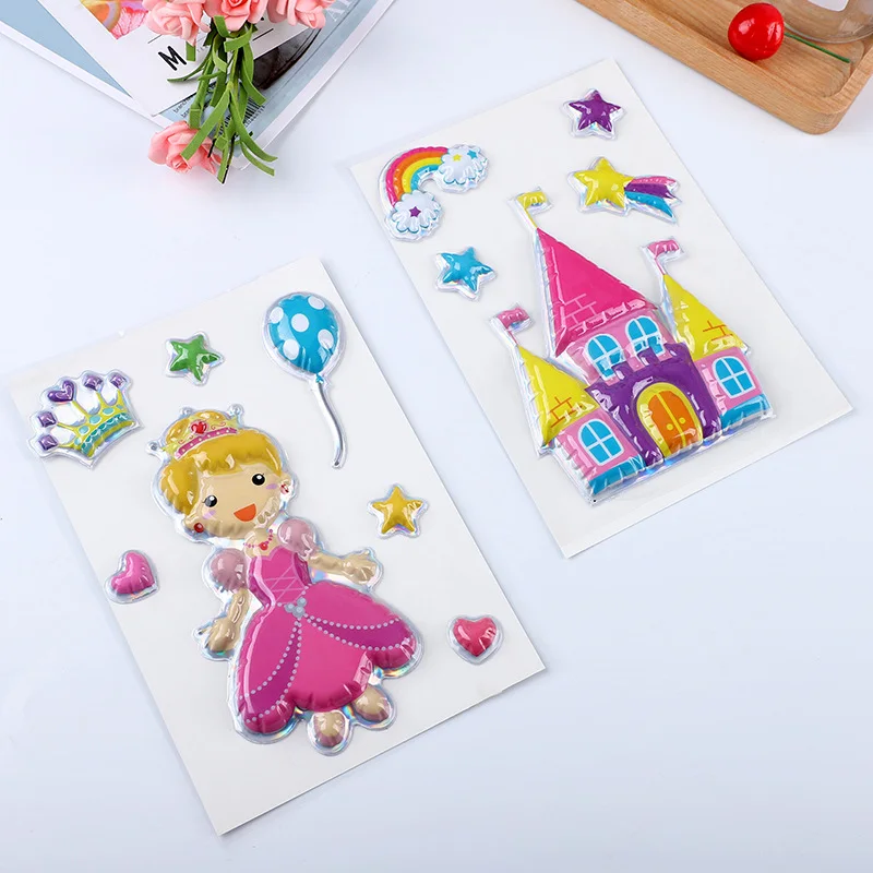 Hojas de pegatinas blíster personalizadas en relieve con coloridos diseños de aplicación