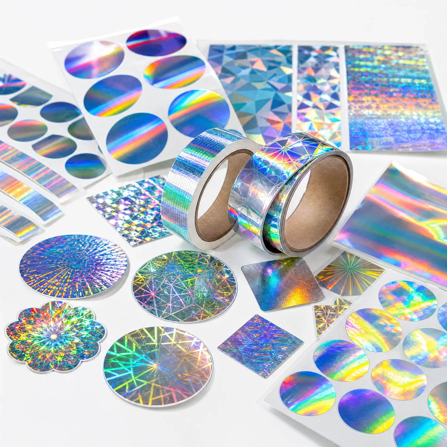 Imagen de muestra de stickers holográficos personalizados