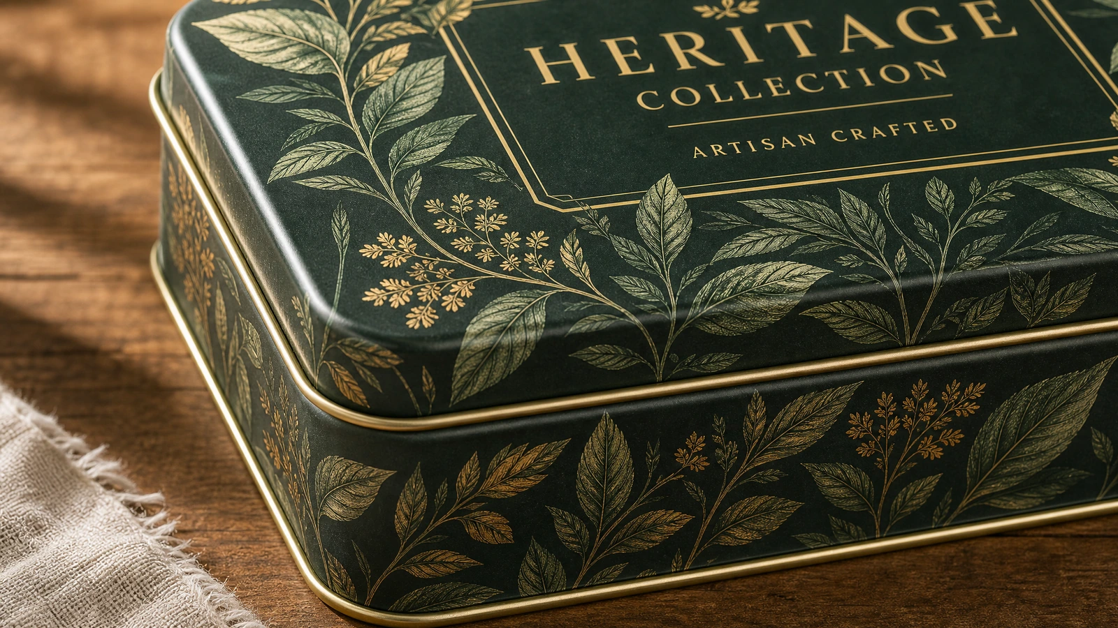 Ingeniero de envases realizando la preimpresión del diseño, troqueles, colores, revestimientos y requisitos de cumplimiento de una caja de hojalata con bisagra personalizada