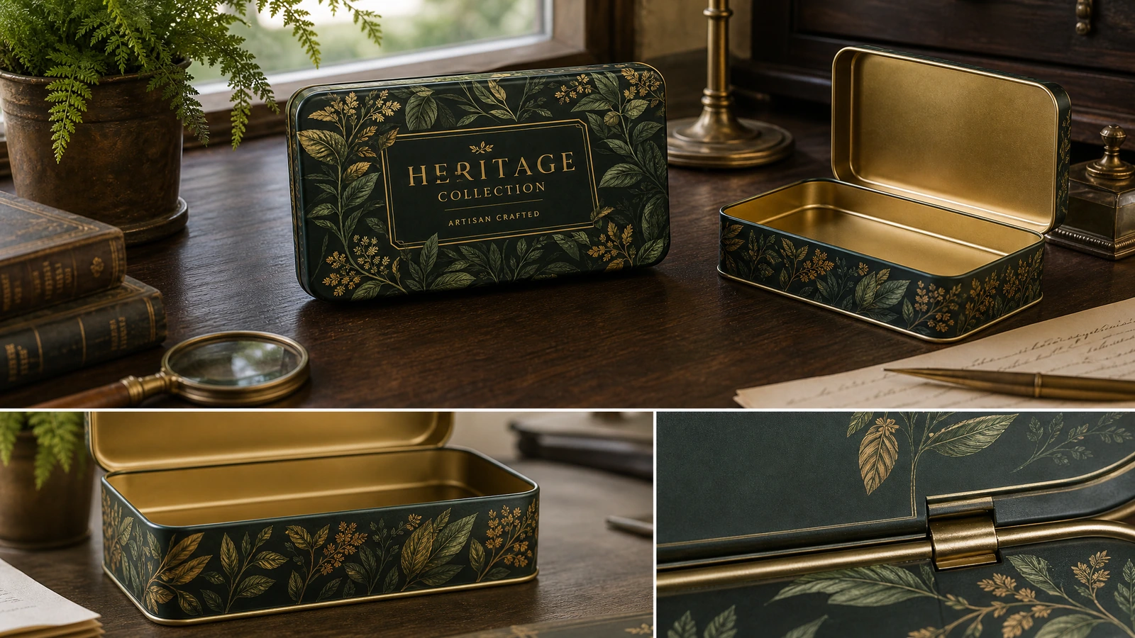 Cajas de hojalata con bisagra personalizadas protegidas y embaladas con divisores para el envío y control documentado de pedidos repetidos