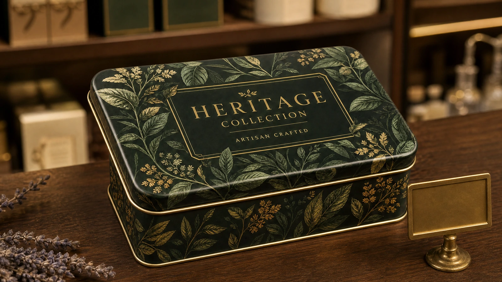 Caja de hojalata con bisagra personalizada y acotada, con comprobaciones de ajuste del producto, áreas seguras de impresión y legibilidad del diseño