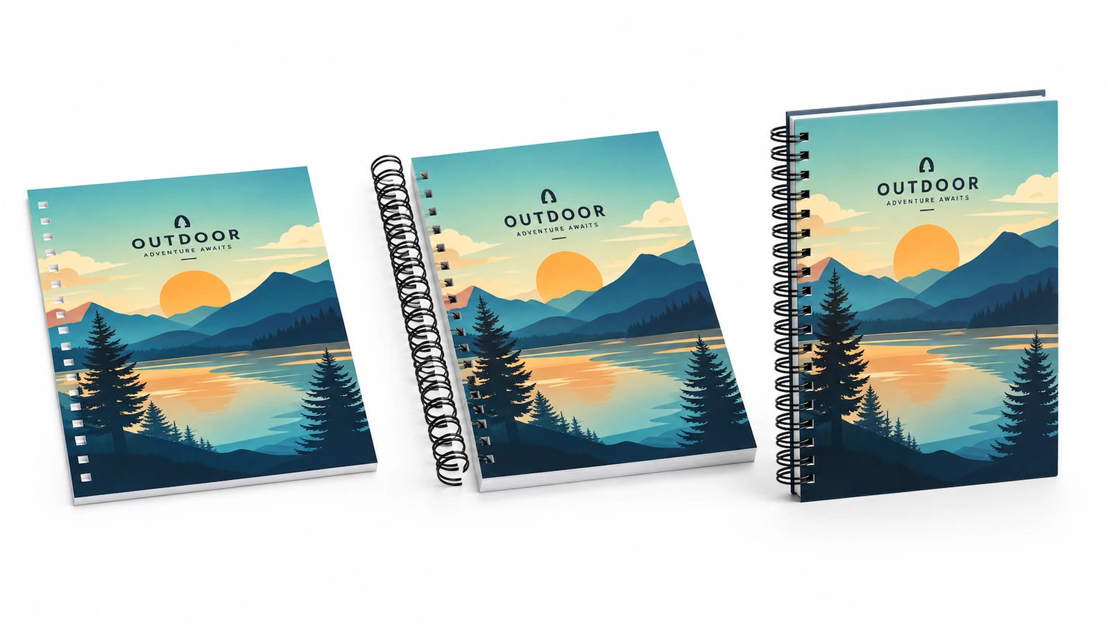 Portada perforada y cuadernos ensamblados Concepto de hoja de portada perforada junto a cuadernos encuadernados con portada apaisada