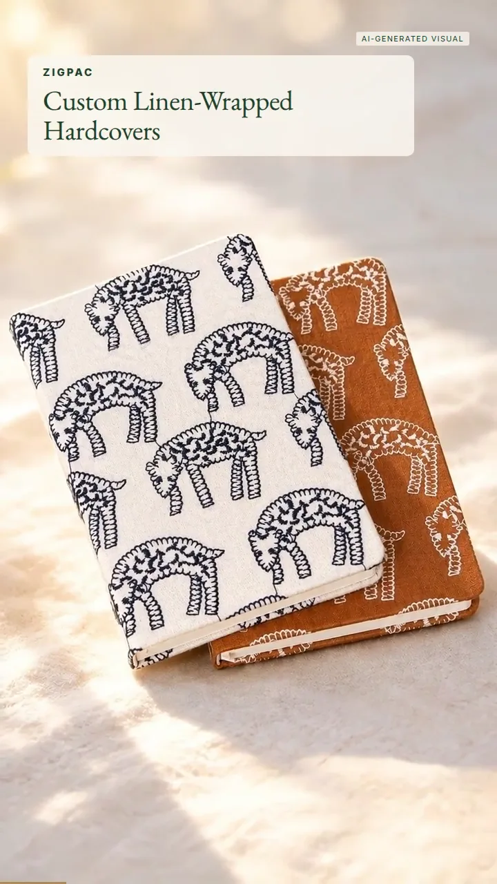 Cuadernos de tela personalizados: tapas duras forradas en lino para regalos de marca con valor: vídeo breve