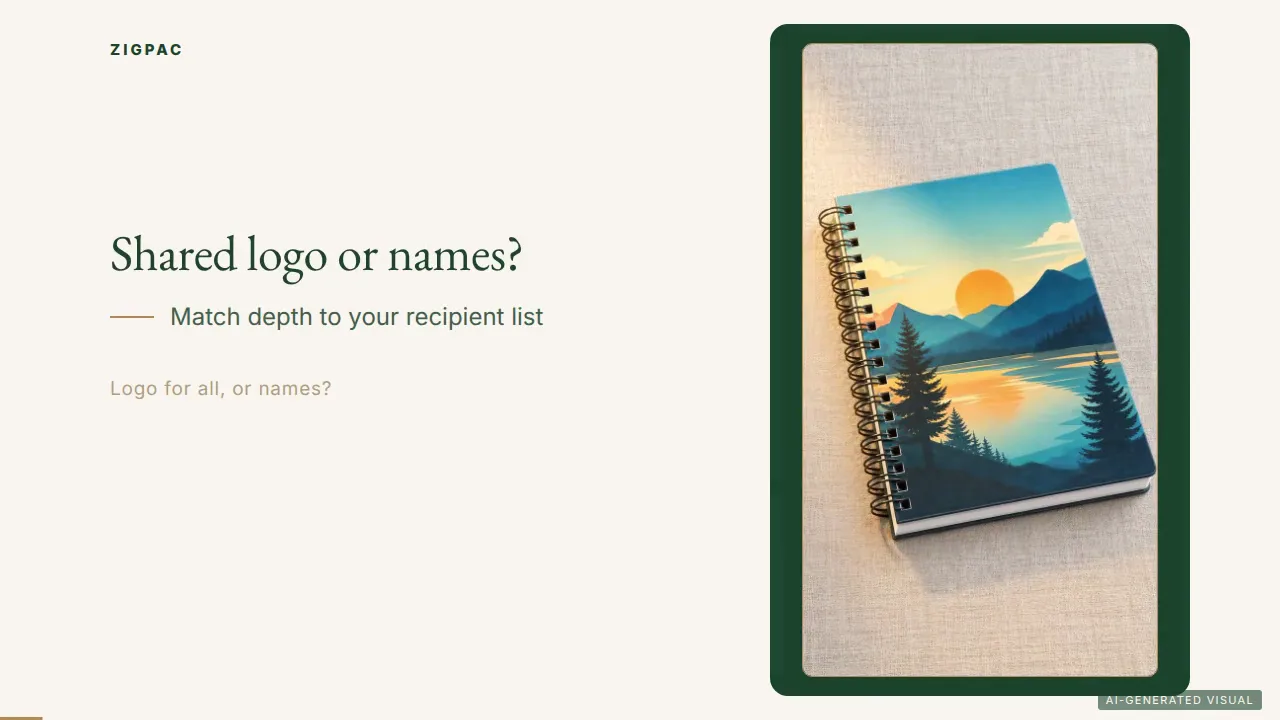 Programas de cuadernos personalizados: ¿marca con logotipo compartido o personalización por destinatario? (vídeo)