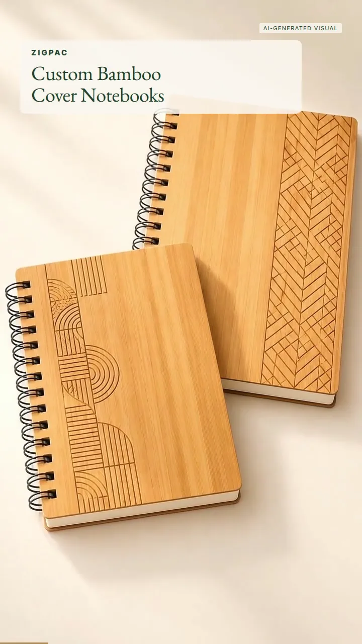 Cuadernos de bambú personalizados para regalos corporativos y papelería de marca: vídeo breve